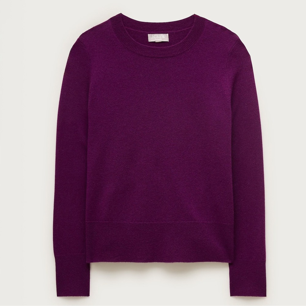 J.Crew Cashmere Crewneck Sweater Womens 2X Purple Classic Relax Fit Timeless